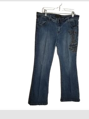 South Pole Y2K Jeans Women’s Size 15 Streetwear Beaded Back Pockets Blue Bootcut